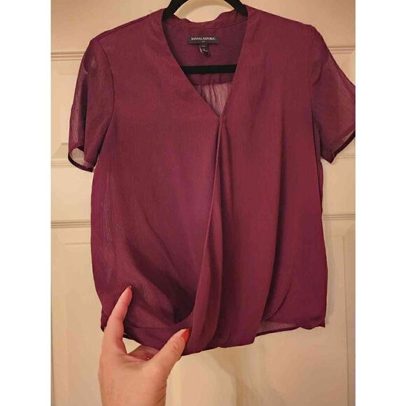 Banana Republic drapey v-neck short sleeve sheer top size petite small - Picture 3 of 7
